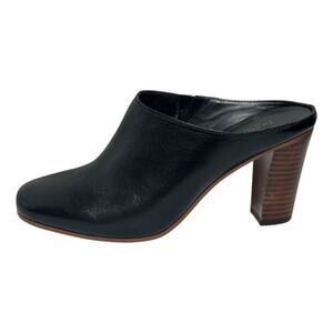 Botkier Sherry Black Leather Mules Wooden Heels - Size 8